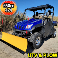 650cc 4x4 UTV Utility Vehicle With Snow Plow & Disc Brakes - ATV Comrade 650 - BLUE