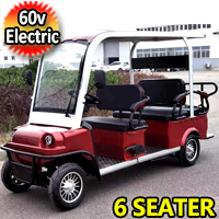 6 Seater Electric Golf Cart Limo LSV Low Speed Vehicle Six Passenger - 60v Skyline Transporter - Red