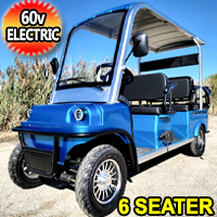 Electric Golf Cart Limo LSV Low Speed Vehicle Six Passenger - 60v Skyline Transporter - Blue