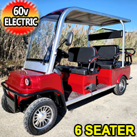 Electric Golf Cart Limo LSV Low Speed Vehicle Six Passenger - 60v Skyline Transporter - Red