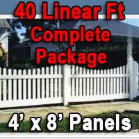 Brand New 4' x 40' PVC Picket Fence Complete Package