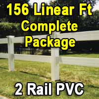 Brand New 156 Feet PVC 2 Rail Post and Rail Fence Complete Package