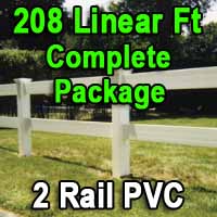 Brand New 208 Feet PVC 2 Rail Post and Rail Fence Complete Package