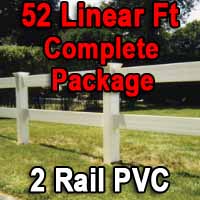 Brand New 52 Feet PVC 2 Rail Post and Rail Fence Complete Package