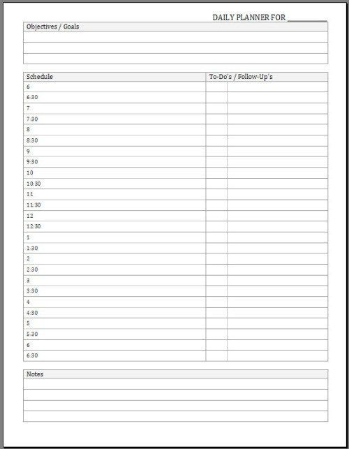 diy templates letter | day planner template, daily planner template