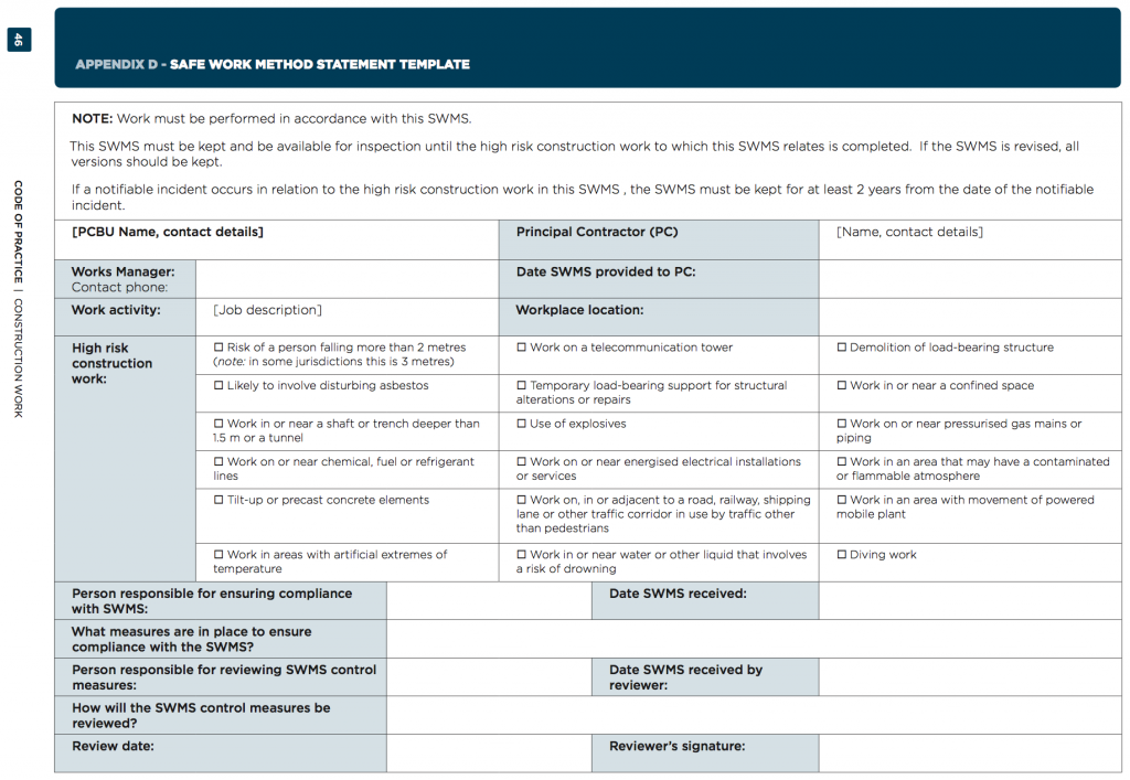 Swms Templates Free