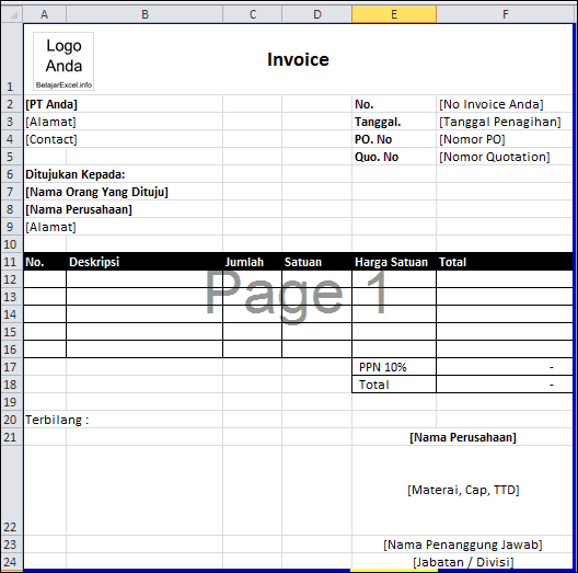 7 Contoh Invoice Faktur Tagihan Yang Sederhana Beserta