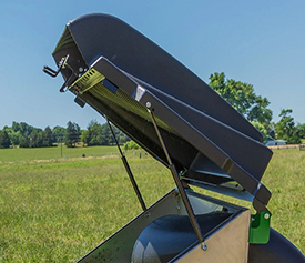 Hopper lid with gas springs