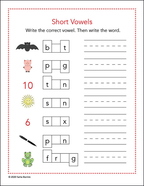 Short Vowel Review Worksheets