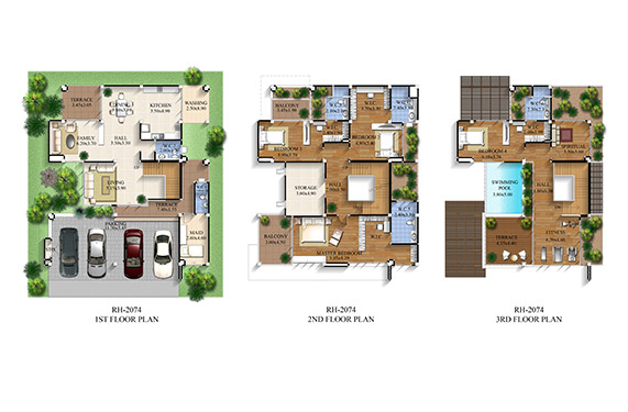 House Plan 14x16m with 5 Bedrooms - House Plans Free Downloads