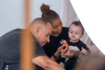 Janet Jackson feeds baby son Eissa in Miami Beach, Florida