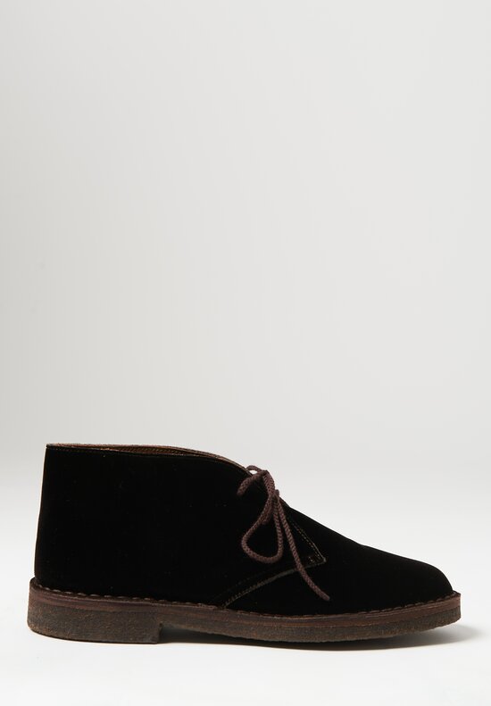 Daniela Gregis Cotton Velvet Polacchino Short Ankle Boot in Moro Brown	