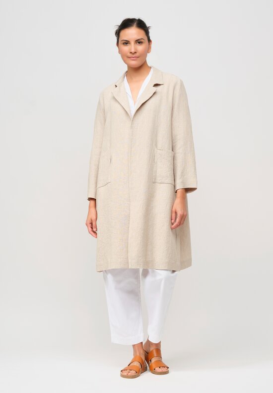 Daniela Gregis Linen Nest Stitch Cappotto Coat in Natural