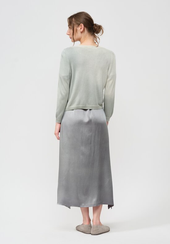 Avant Toi Silk Knit Cropped Cardigan in Light Jade Green	