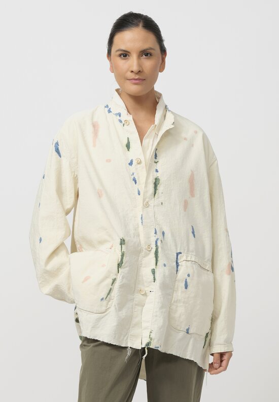 Cottle Silk & Hemp Leaf Vein Reversible Jacket in Fermentation White	