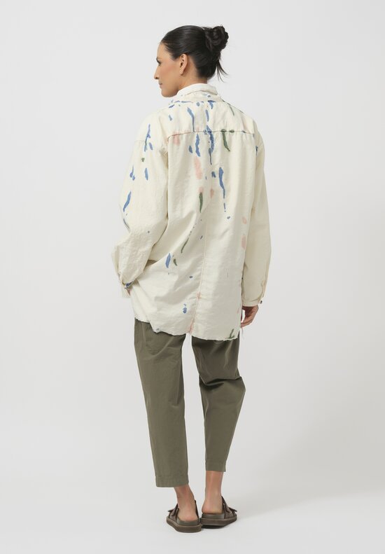 Cottle Silk & Hemp Leaf Vein Reversible Jacket in Fermentation White	