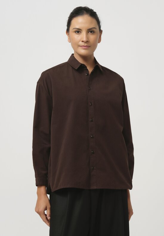 Toogood Cotton Poplin The Draughtsman Shirt in Umber Brown	