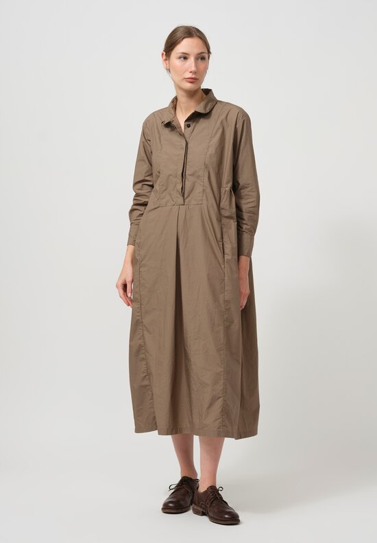 Bergfabel Washed Cotton Poplin Eva Dress in Moka Brown	