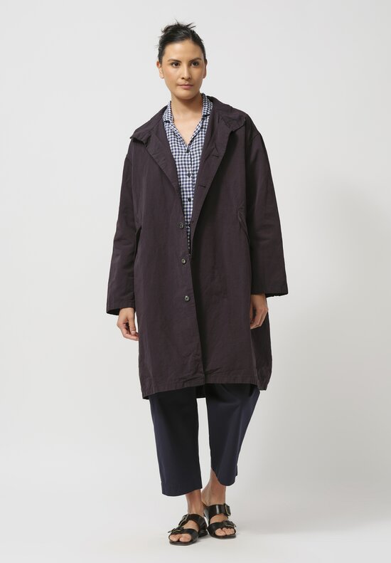 Bergfabel Cotton & Linen Oversized Coat in Black Bean