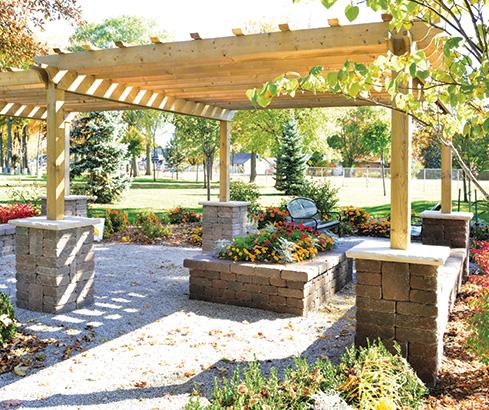 Covered patio with stone columns as base