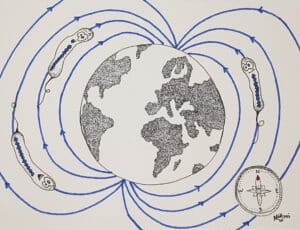 Magnetotactic bacteria align with the Earth's magnetic field lines