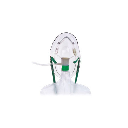 Oxygen Mask, Non-Rebreathing, Adult, Safety Vent, 7ft O2 Tubing, Adjustable Noseclip, Check Valve