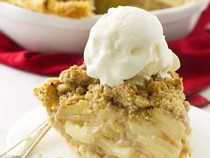 Dutch apple pie with oatmeal streusel topping and a luscious creamy apple filling