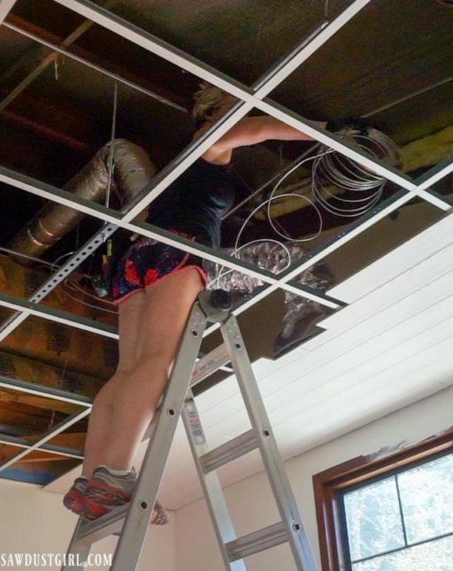 installing HVAC vents in wood planks that attach to drop ceiling grid