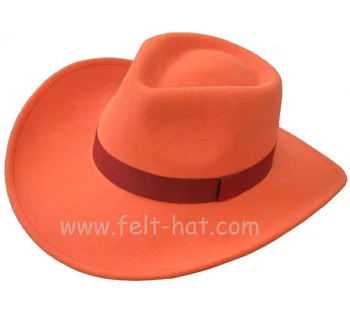 100% Wool Felt Solid Blaze Orange Cowboy Hat - Buy Blaze Orange Cowboy ...