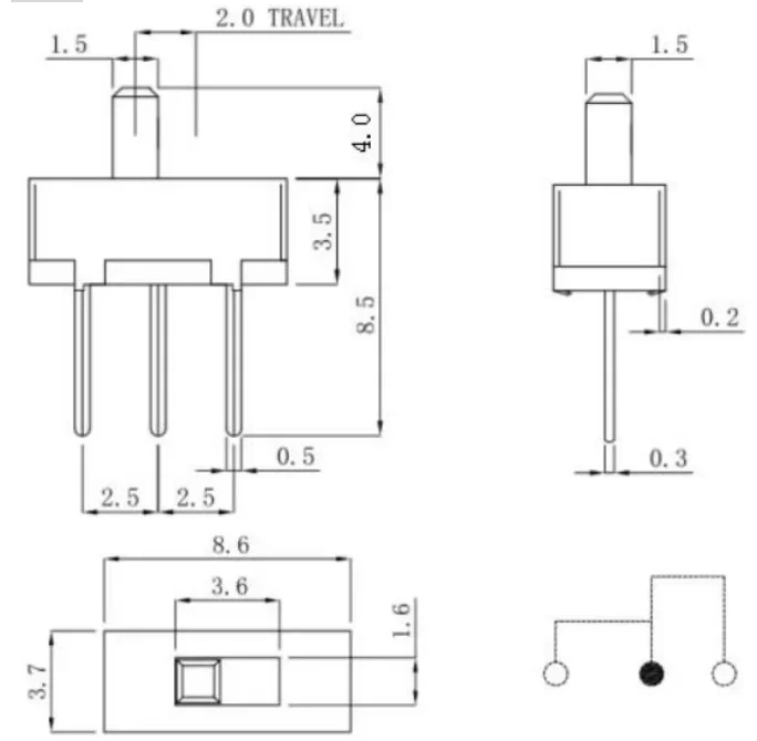 Wholesale 1p2t 3 pin slide switch,1p2t 3 pin slide switch Factories