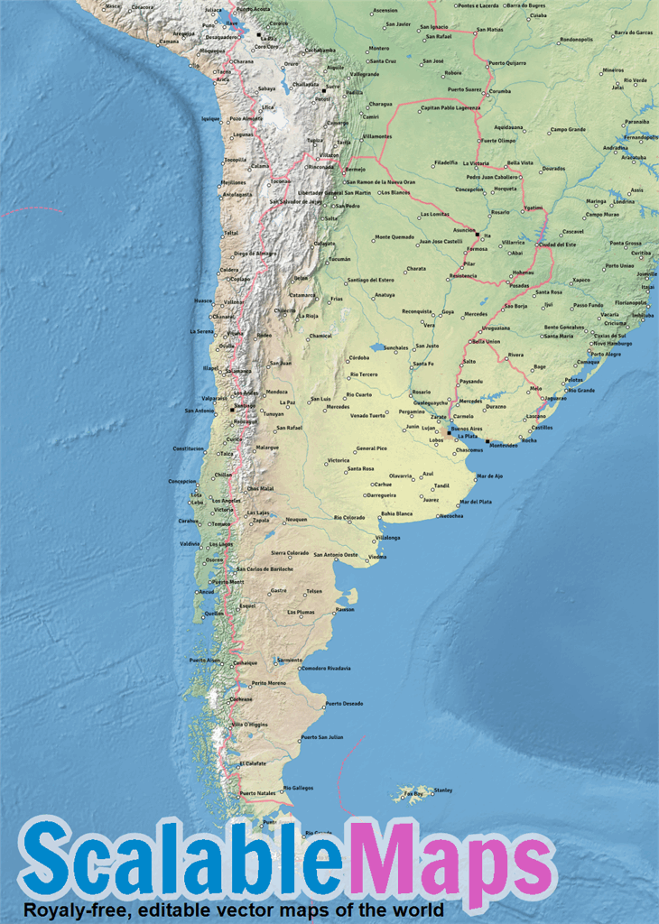 Argentina Physical Map Features