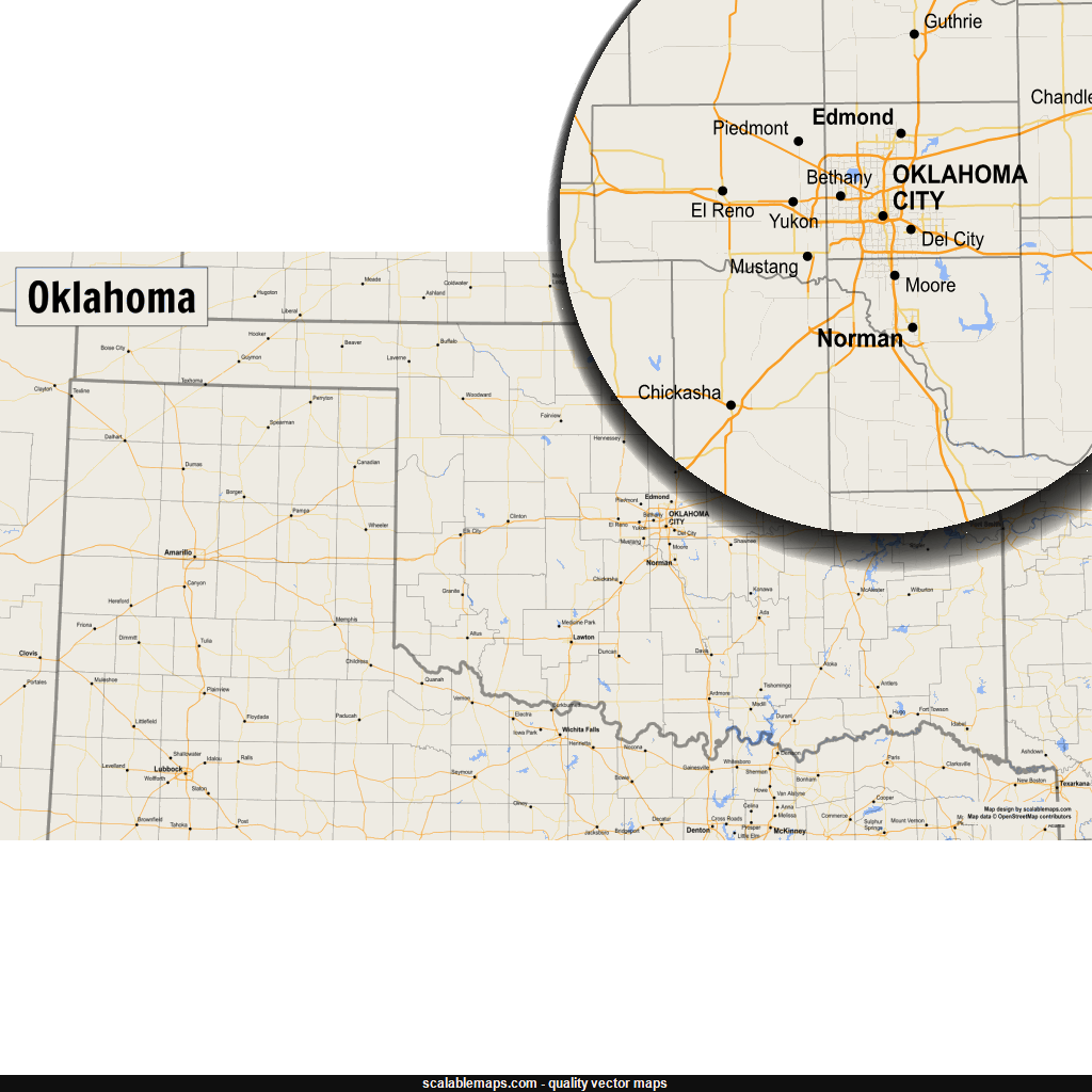 ScalableMaps: Vector map of Oklahoma (gmap smaller scale map theme)