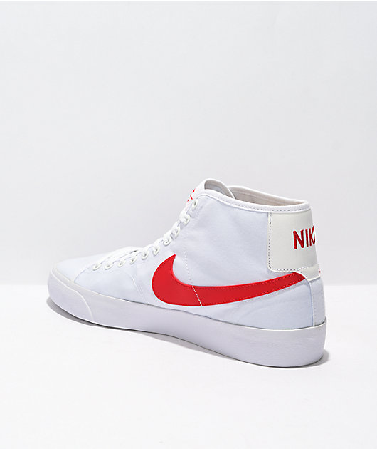 Nike Sb Blzr Court Mid White & Red Skate Shoes