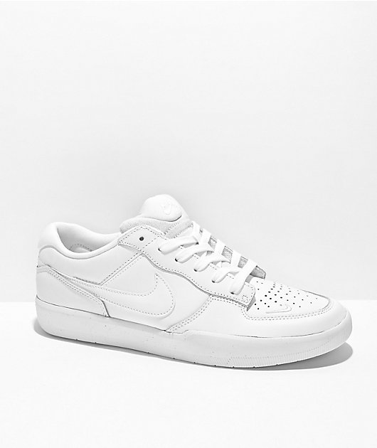 Nike Sb Force 58 Premium Leather White Skate Shoes