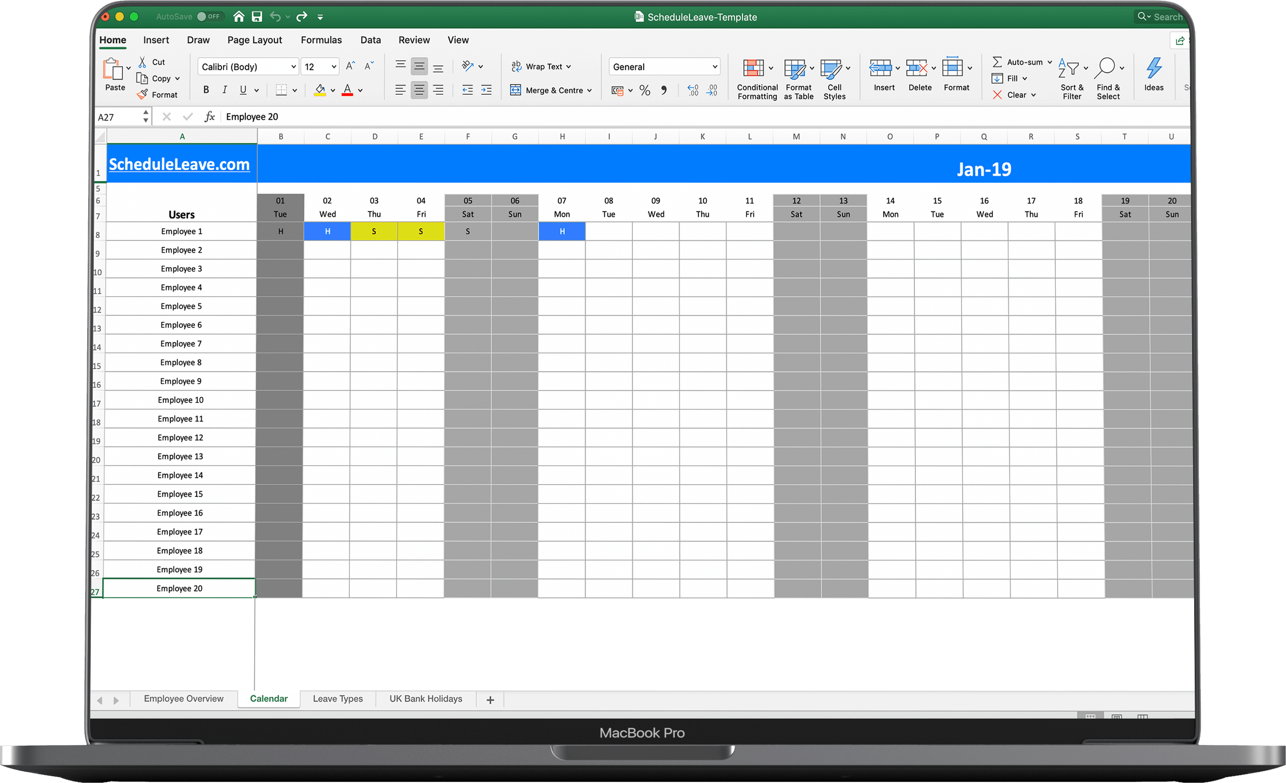 Employee Vacation Tracking Excel Template from scheduleleave.com