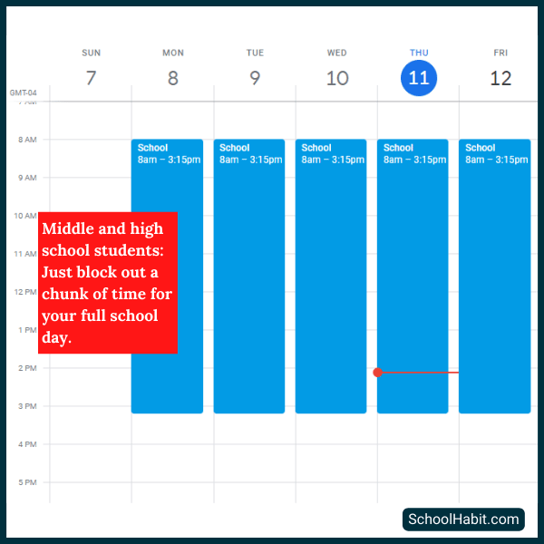 high school schedule google calendar