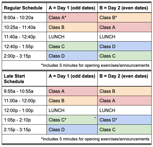 2024/25 Daily Schedule