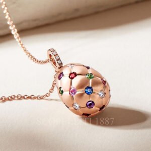 faberge treillage gemstone egg pendant