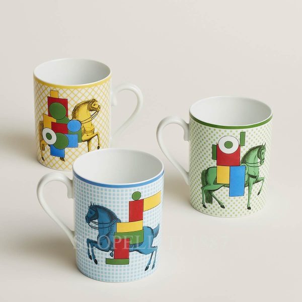 hermes cavalier en formes set of 3 mugs