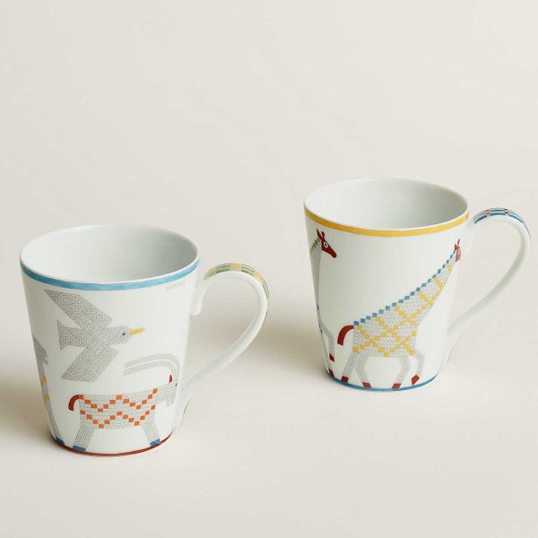 hermes mug animaux nattes set of 2