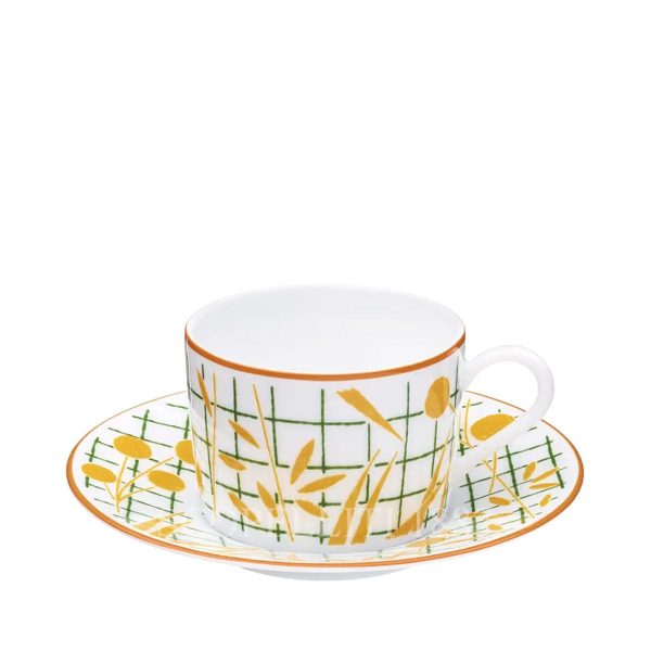 hermes tea cup and saucer a walk in the garden yellow