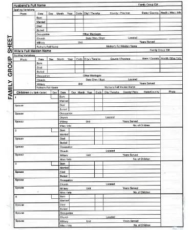 Editable Family Group Sheets Templates