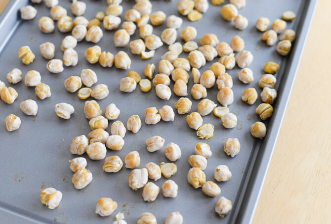 Chickpeas after roasting and drying out - Dry Roasted Chickpeas on Scratch Mommy