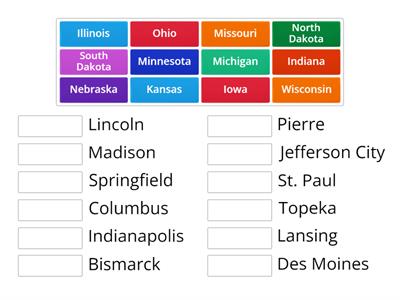 Midwest Region State Capitals Match Up