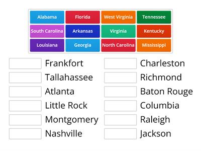 Southeast States & Capitals