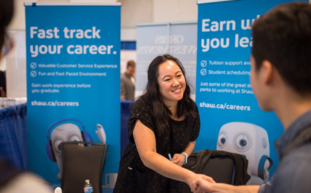 A recruitment booth at UBC