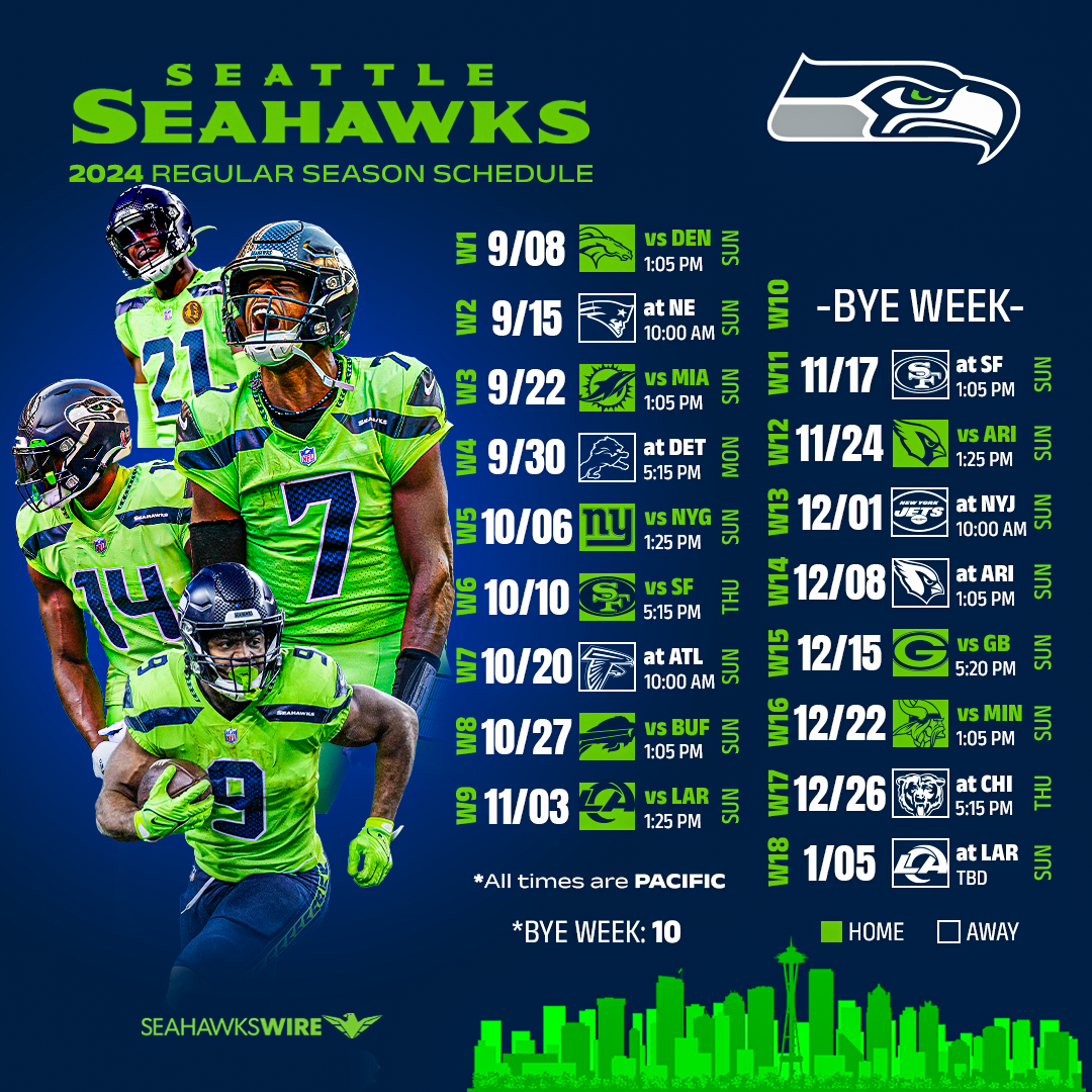 Seattle Seahawks 2024 schedule downloadable wallpapers