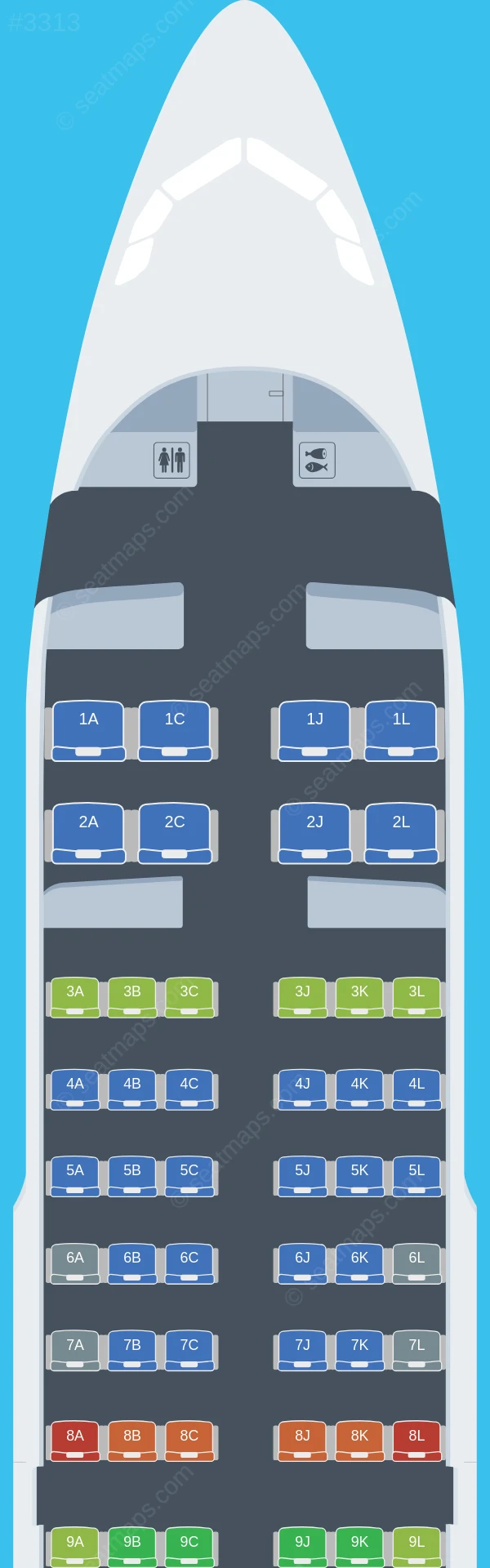 Shenzhen Airlines Airbus A319-100 seatmap preview