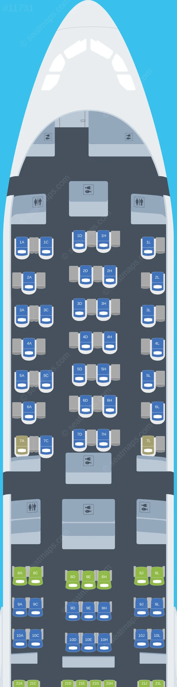 Legend Airlines Airbus A340-300 seatmap preview