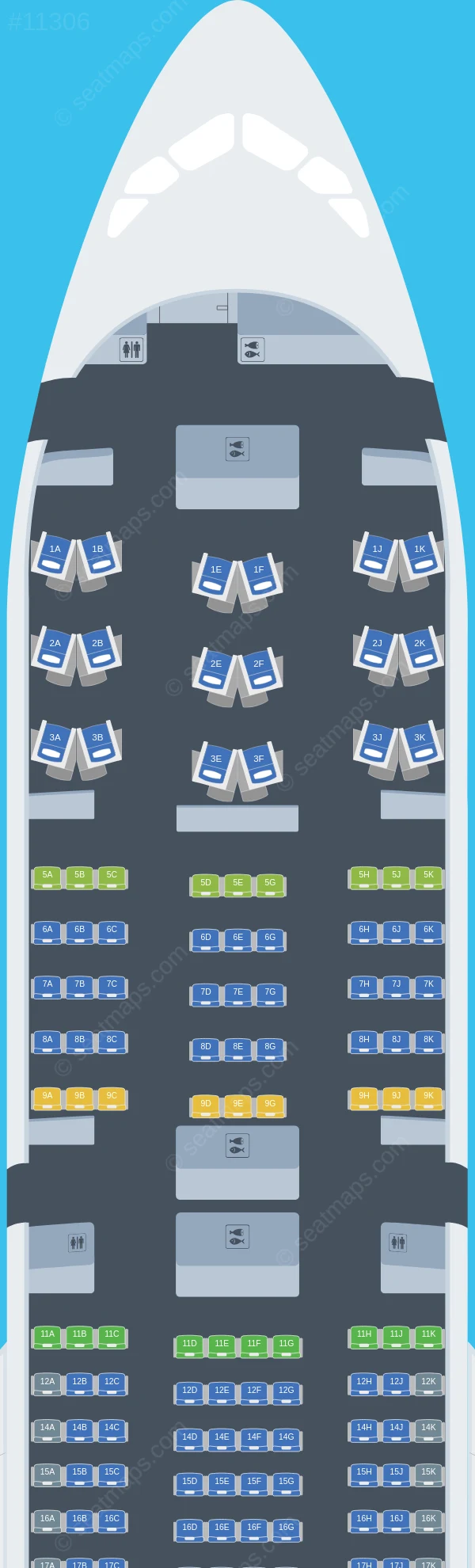 Air Caraibes Atlantique Airbus A350-900 seatmap preview